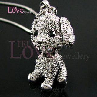 18K WGP Cute Dog Poppy Necklace Use Swarovski Crystal NP1629 Free Gift 