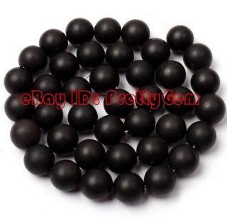 20MM 16MM 12MM 8MM 6MM 4MM ROUND FROSTED BLACK AGATE GEMSTONE BEADS 