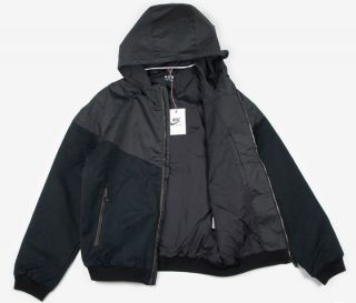 100%Auth Nike NSW Leather Windrunner MADE IN ITALY BLACK sz S $360