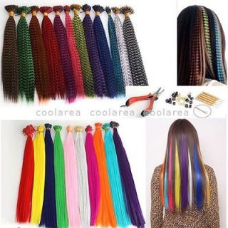Pick Mixed Grizzly &Solid Synthetic Feather Hair Extensions Micro 