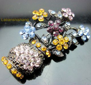   Retro Style Colorful Swarovski Crystal Flower Baskets Brooch Pin,#X160
