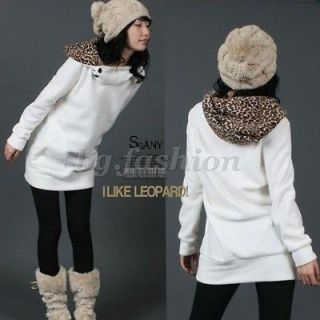 Sz S M L New Womens Autumn Hoodie Leopard Sweatshirt Top Outerwear 