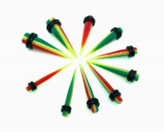 New Acrylic 3 Color Rasta Tapers / Stretchers Available Sizes ( 8 g 