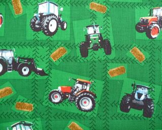 Tractors on Green Country Farm Boys Quilt Patchwork Fabric FQs