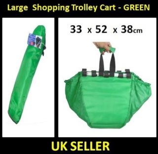   SHOPPING TROLLEY CART BAG SUPERMARKET FOLD FLAT CARRY GROCERY GREEN