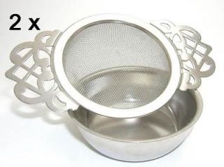 Stainless steel mesh tea strainer infuser with drip bowl, set of 2 
