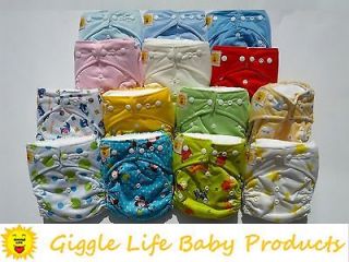   Giggle Life Ultra Soft Cloth Diapers & 2x Inserts One Size 8 33lbs