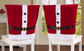 Set of 2 Red Santa Claus Suit Christmas Holiday Dining Chair Covers