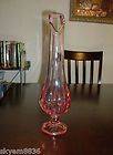Vintage Ice Pink Peach Swung Stretch Art Glass Vase Tall SMITH