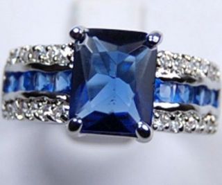Genuine Blue Tourmaline Tanzanite Silver Ring Sz7 8 9