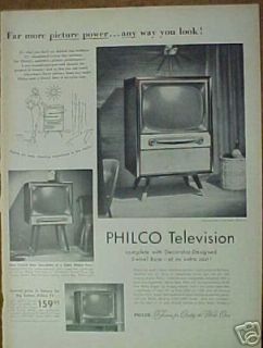 1955 PHILCO Television/TV Swivel Base Consolette Ad