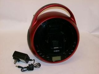   NS BIPCD01 CD BOOM BOX RED COLOR W IPOD OR IPHONE DOCK W POWER SUPPLY
