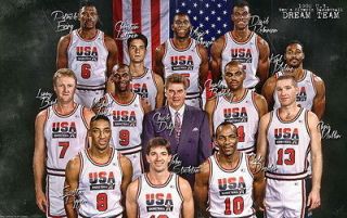   1992 USA Dream Team Micheal jordan Magic Johnson NBA 22X14 Poster