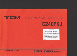 TCM FORKLIFT Parts Manual ISUZU DIESEL ENGINE Model C240PKJ
