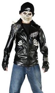Teen Ghost Rider Scary Skeleton Biker Halloween Costume
