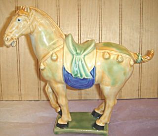 Tang San Cai Horse Chinese Porcelain Statue figure 8h x 8w