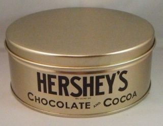   Chocolate & Cocoa Collectible Gold Round Metal Tin Box Container   EUC