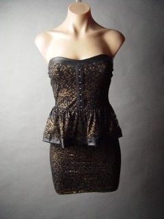 50s Old Hollywood Pin Up Gold Black Lace Peplum Evening Cocktail 02 mv 