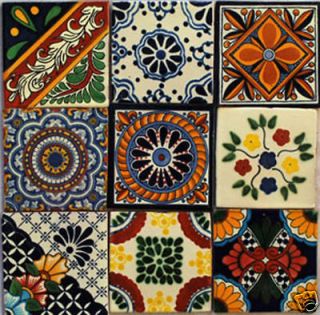 W137    Set of 9 Mexican Tiles Hand Made Talavera