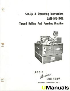   Lan Nu Rol Thread Rolling and Forming Machine Instruction Manual