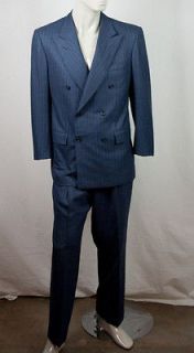 KITON Mens Double Breasted Blue Striped Suit GORGEOUS Orig. Retail 
