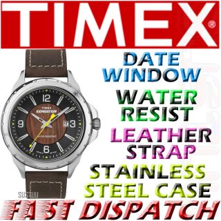 Timex Expedition Rugged Field Wood Dial Brown Leather Strap T49908 