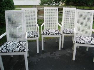 Cane Back Dining Chairs Set 5 Shabby Chic Black White Thomasville
