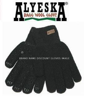 ALYESKA WARM Winter Black Wool THERMAL Full Finger GRIP Gloves Sizes S 