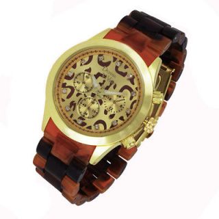   & Brown Face Gold Link Band Tortoise shell Bracelet Watch USA SELLER