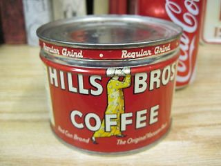 VINTAGE 1/2 lb HILLS BROS COFFEE TIN CAN COLLECTABLE COUNTRY STORE JMJ
