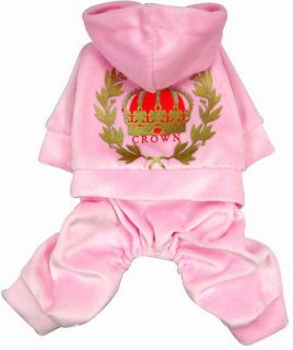 Pink Crown Velvet Overall (1pc) Sport Cute costume dog clothes 