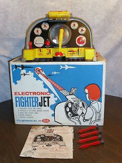 Battery Op Electronic Fighter Jet Toy by Ideal 1959 Complete w/ Box 