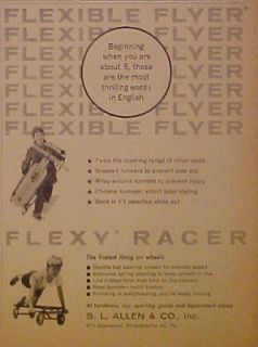   Allen Flexible Flyer Flexy Racer Wood Sled Kids Toy Print Trade Art AD