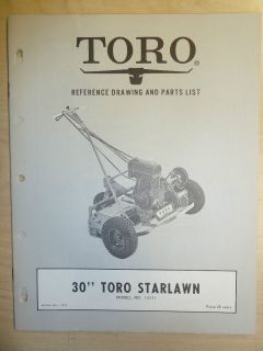1959 TORO MOWER OPERATING PARTS MANUAL MODEL STARLAWN 30 BOOK # 7608
