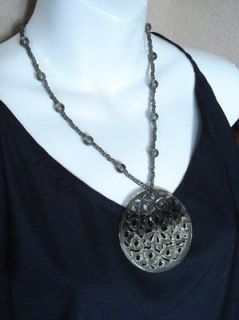 Lucite Faux Tortoise Shell Beaded Necklace Modern Art Circular Pendant