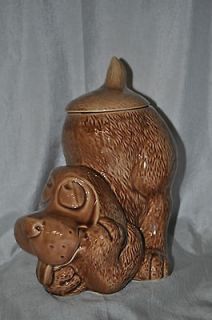 McCoy Pottery Thinking Dog Puppy Brown Cookie Jar 10 1/2 Tall 1970s