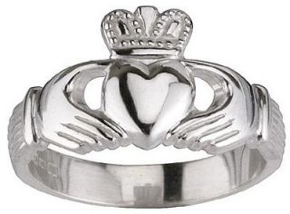 14K White Gold Silver Claddagh Ring Ladies celtic sz 8 r