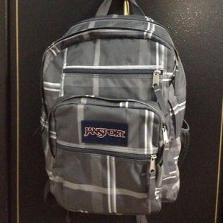 JANSPORT Big Student Backpack Gray Plaid Book Bag School