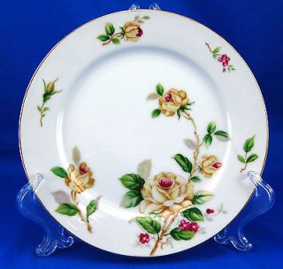  GOLDEN ROSE Salad Plate 7.5” Pink Flowers Branches Gold Trim White