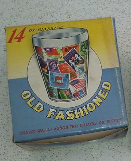   RETRO VINTAGE Old Fashioned Plastic INSULATED TUMBLERS 14oz   STAMPS
