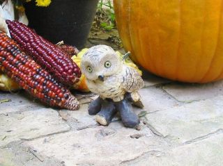 Small White Glittered Owl on Tree Branch Halloween Fall Vintage Style