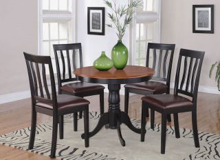   DINETTE TABLE SET AND 2 FAUX LEATHER UPHOLSTERED SEAT CHAIRS IN BLACK