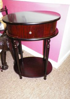 NEW DECORATIVE OVAL TABLE STAND & DRAWER FOYER LIVING HALL WALNUT 