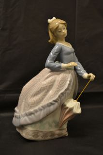 Lladro #5212 Evita Girl With Umbrella/Parasol Figurine   Very Nice 