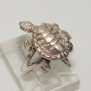 Sterling Silver/925 Articulated Turtle Ring Size 4.5 A13