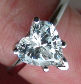 NEW HEART CUT MAN MADE DIAMOND ENGAGEMENT RING GENUINE 14KT SOLID 