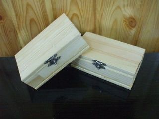 Lot of 2 Unfinished Unpainted Plain Natural Hinged Wood Wooden Box 