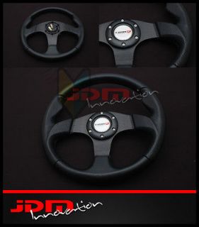 320mm Universal PVC Leather Black Jet Style JDM Racing Steering Wheel