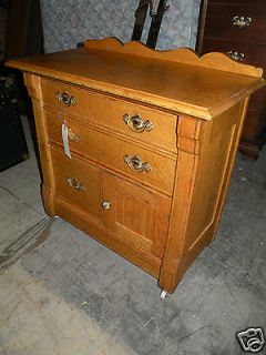 Antique Bedroom Refinished Golden Oak Washstand Dresser Commode Dry 