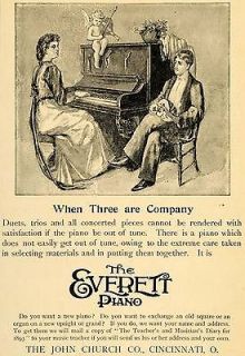 1893 Ad John Church Co Everett Piano Duet Trio Angel Instrument Cherub 